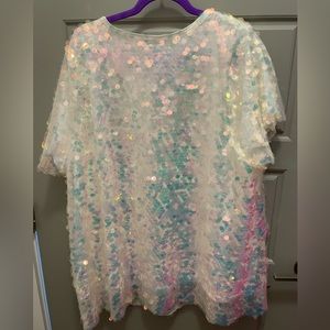 Torrid White Sequin Top Size 3